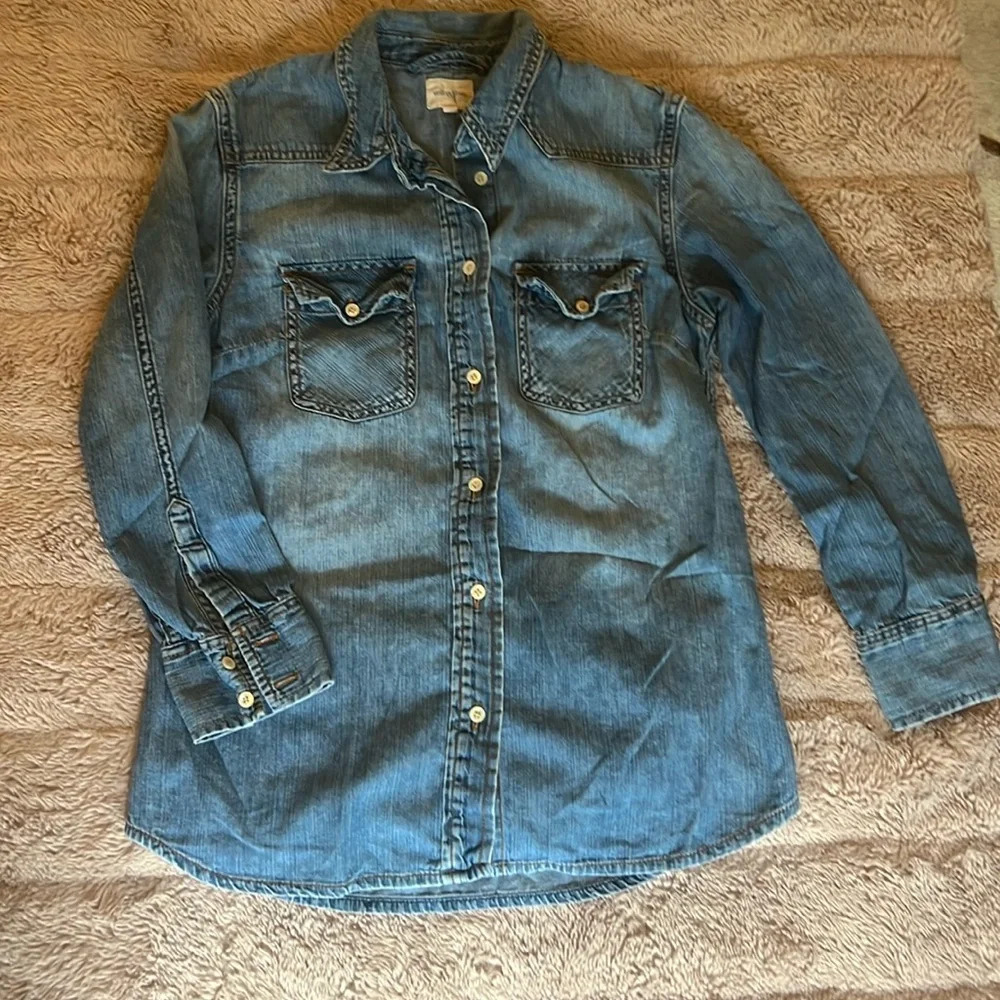 Wilfred Free denim button down shirt
